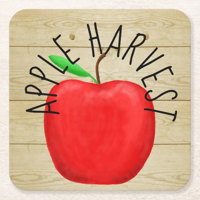 Red Apple Harvest Holz Sign Paper Untersetzer (Vorderseite)
