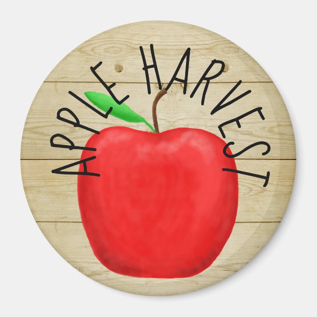 Red Apple Harvest Wooden Sign Magnet (Vorne)