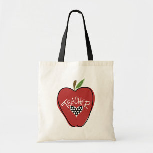 Red Apple & Heart Teacher Bag Tragetasche
