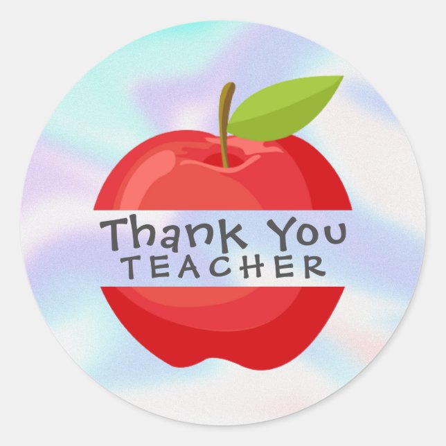 Red Apple Holographic Danke, Lehrer Runder Aufkleber (Vorderseite)