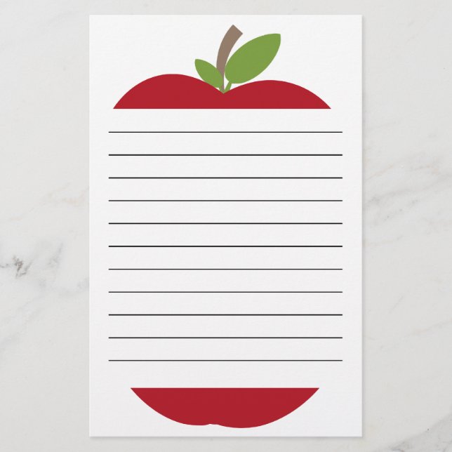 Red Apple Lined Stationery Briefpapier (Vorderseite)