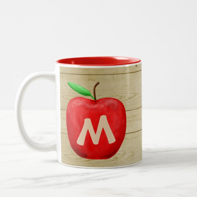 Red Apple Monogram Zweifarbige Tasse (Links)