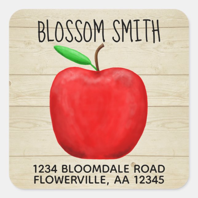 Red Apple Name & Address Aufkleber (Vorderseite)