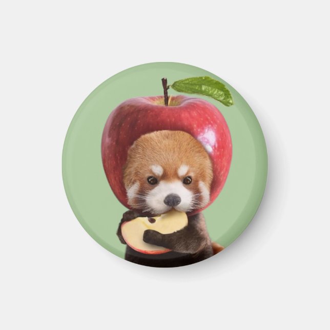Red Apple Panda Magnet (Vorne)