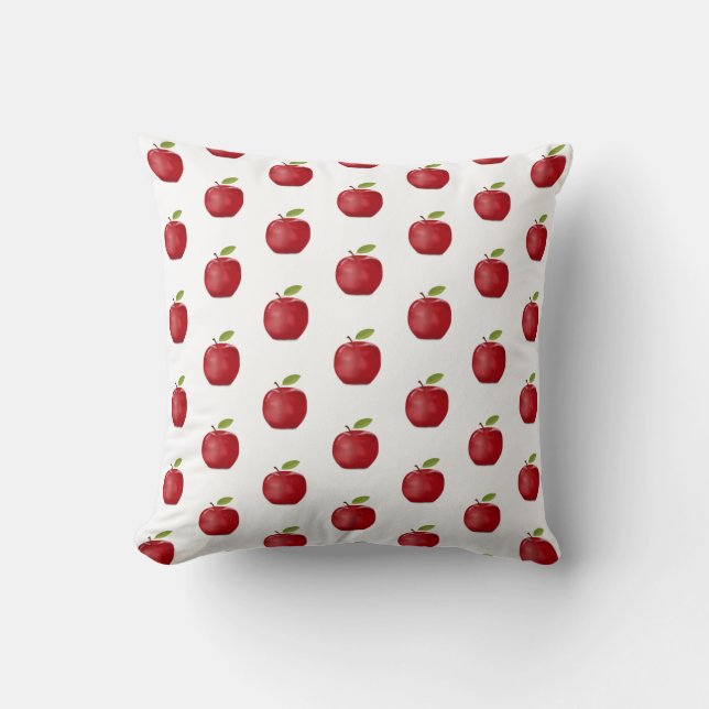 Red Apple Pattern auf Weiß Kissen (Vorderseite)