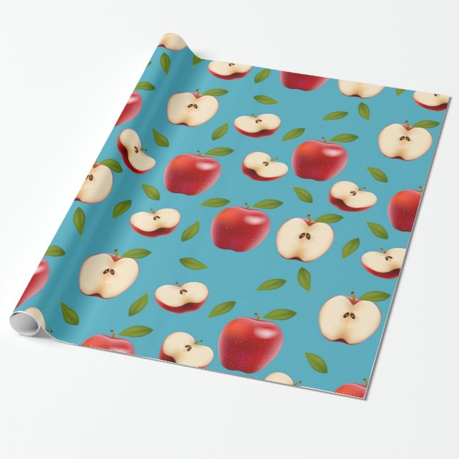 Red Apple Pattern Geschenkpapier (Ungerollt)