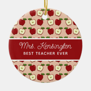 Red Apple Pattern Teacher Appreciator Foto Keramik Ornament