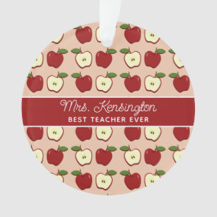 Red Apple Pattern Teacher Appreciator Foto Ornament