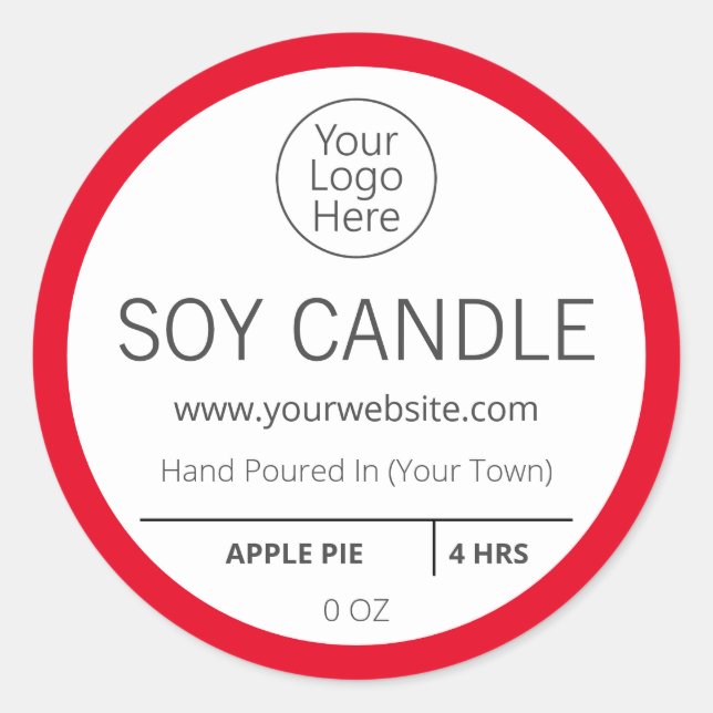 Red Apple Pie Scented Logo Candle Labels Runder Aufkleber (Vorderseite)