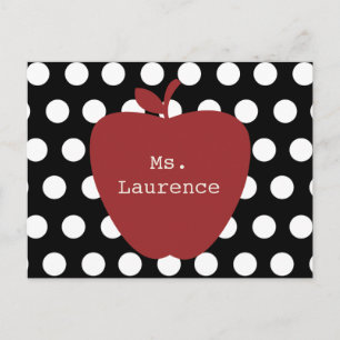 Red Apple & Polka Dot Teacher Postkarte