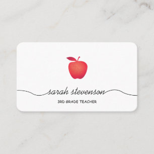 Red Apple School Grundschullehrer einfach weiß Visitenkarte