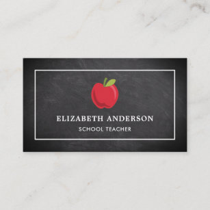 Red Apple School Red Chalkboard Schullehrer Visitenkarte