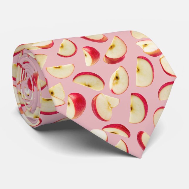 Red Apple Slice Pattern Krawatte (Gerollt)