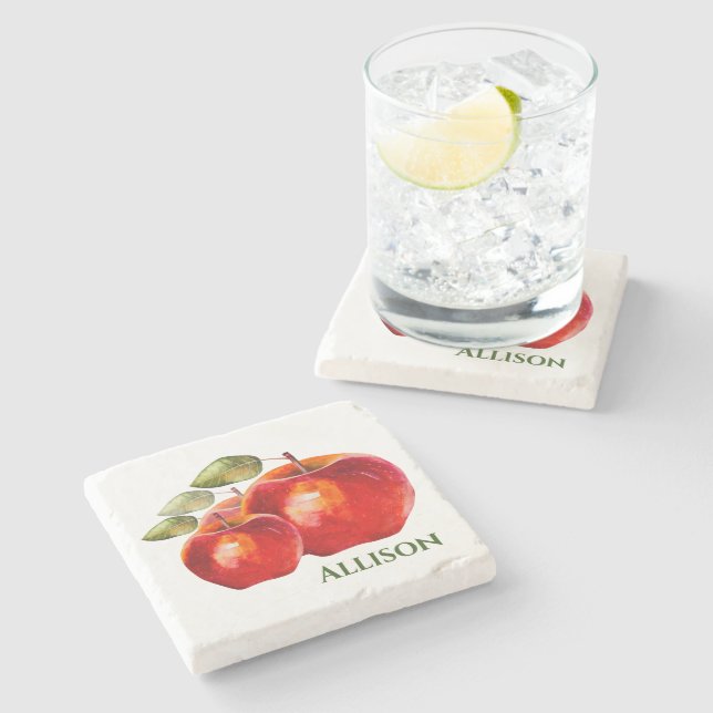 Red Apple  Steinuntersetzer (Seitenansicht)