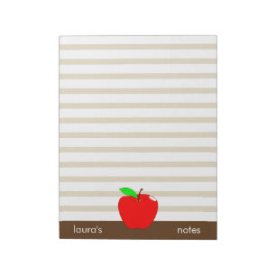 Red Apple Teacher Personalisiert Brown line Notizblock