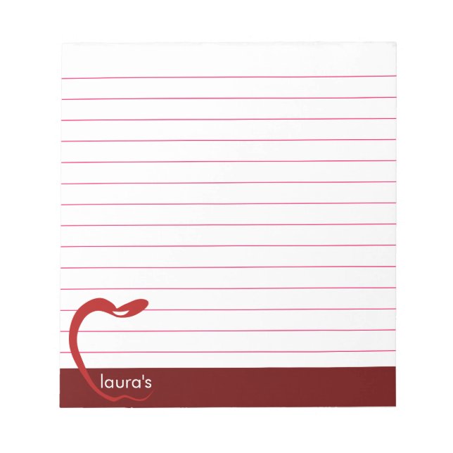 Red Apple Teacher Personalisiert Classic Lines reg Notizblock (Vorderseite)