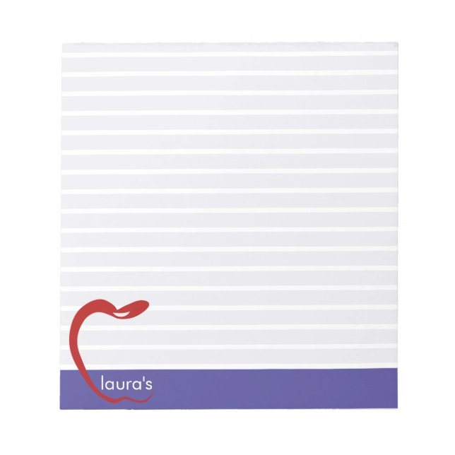 Red Apple Teacher Personalisiert Strip Notepad Notizblock (Vorderseite)