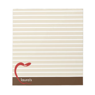 Red Apple Teacher Personalisiert Strip Notepad Notizblock
