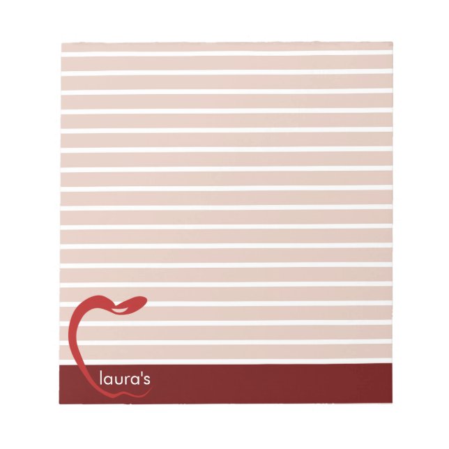 Red Apple Teacher Personalisiert Strip Notepad Notizblock (Vorderseite)