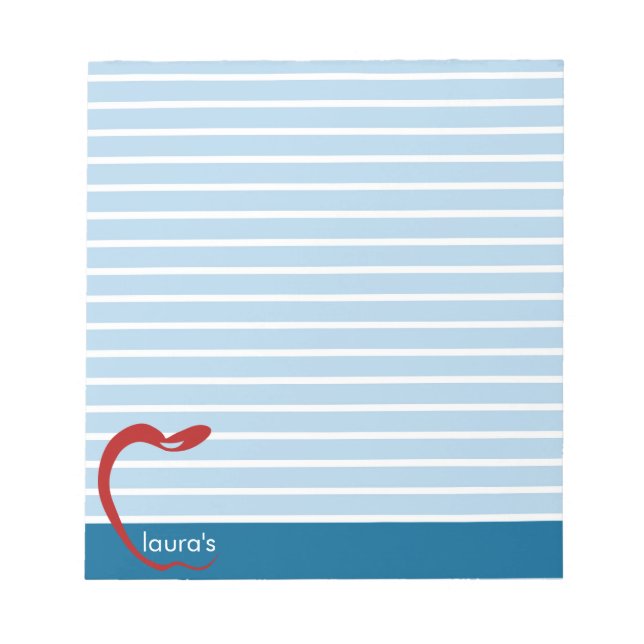 Red Apple Teacher Personalisiert Strip Notepad Notizblock (Vorderseite)