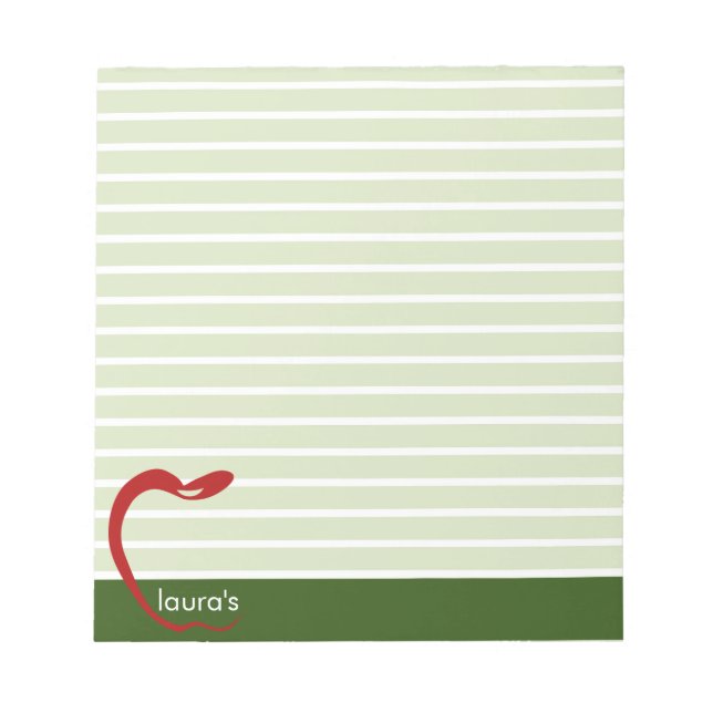 Red Apple Teacher Personalisiert Strip Notepad Notizblock (Vorderseite)