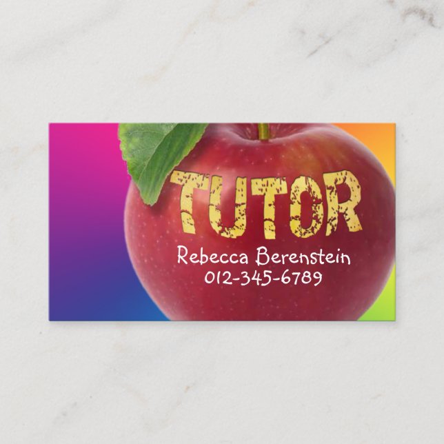 Red Apple Tutor Red Blue Business Card Visitenkarte (Vorderseite)