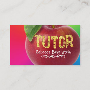 Red Apple Tutor Red Pink Business Card Visitenkarte