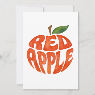 Red Apple Typografy Art, Apple Dankeskarte