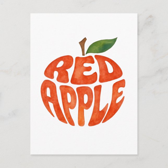 Red Apple Typografy Art, Apple Postkarte (Vorderseite)