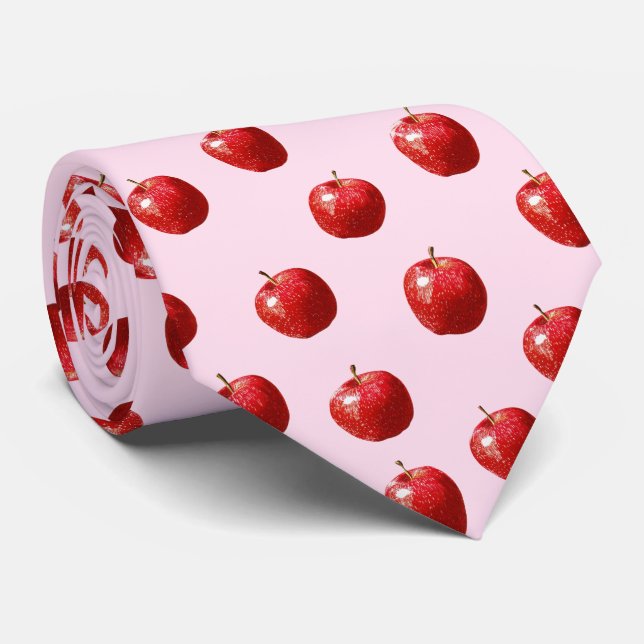 Red Apple Watercolor Pattern Neck Tie Krawatte (Gerollt)