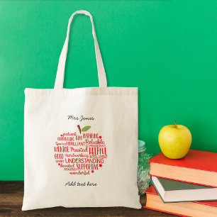 Red Apple Word Cloud-Lehrer Danke, Mode Tragetasche