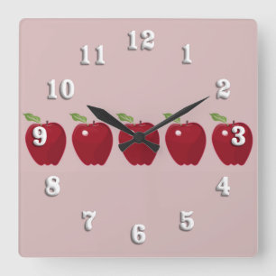 Red Apples Wall Clock Quadratische Wanduhr