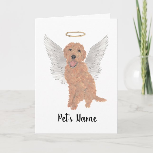 Red Apricot Golden Doodle Beileid Memorial Karte (Vorderseite)