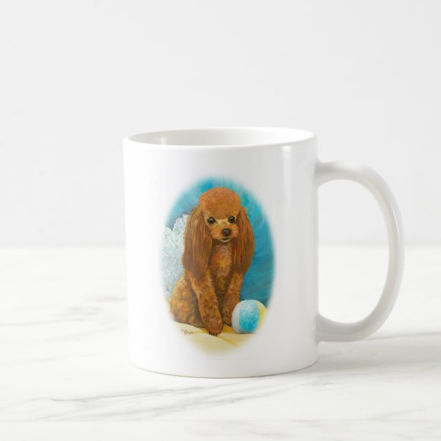 Red Apricot Poodle mit Ball Kaffeetasse (Rechts)