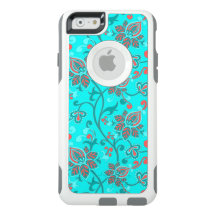 Red Aqua Aquamarines Vintages Blumenmuster