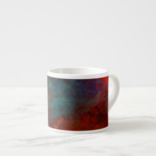 Red, Aqua & Gold Grunge Digitale Abstrakte Kunst Espressotasse