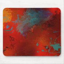 Red, Aqua & Gold Grunge Digitale Abstrakte Kunst