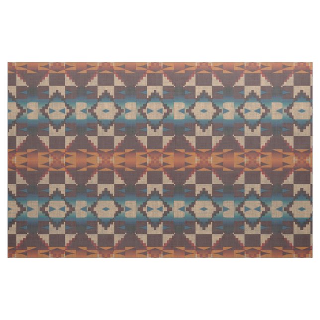 Red Aquamarin Blue Taupe Brown Orange Ethnic Look Stoff (Fat Quarter (45,7 x 55,9 cm))