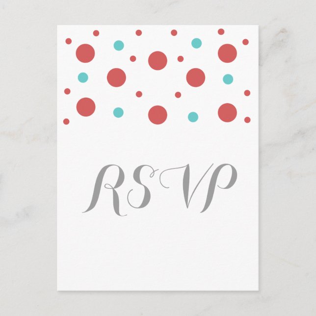 Red Aquamarin Confetti Response Postkarte (Vorderseite)