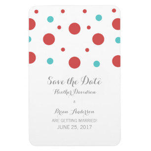 Red Aquamarin Confetti Speichern Sie das Date Magn Magnet