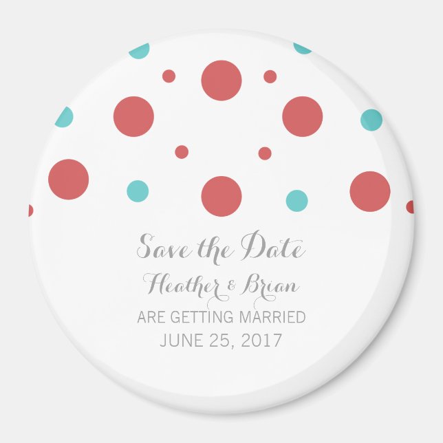 Red Aquamarin Confetti Speichern Sie das Date Magn Magnet (Vorne)