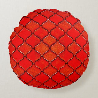 Red Arabesque Pattern Rundes Kissen