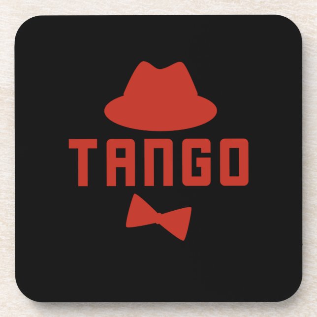 Red Argentine Tango Fedora Bow Krawatte Dancer Getränkeuntersetzer (Vorderseite)