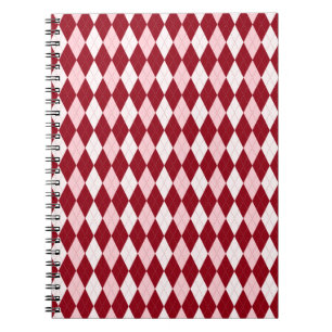 Red Argyle Crimson Pink Small Diamond Shape Notizblock