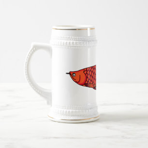 Red Arowana Cartoon Illustration Bierglas