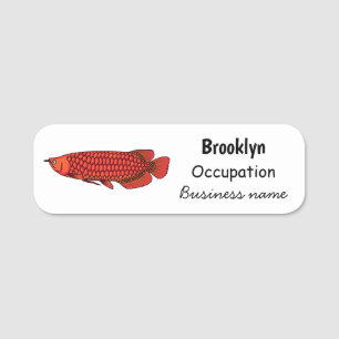 Red Arowana Cartoon Illustration Namensschild