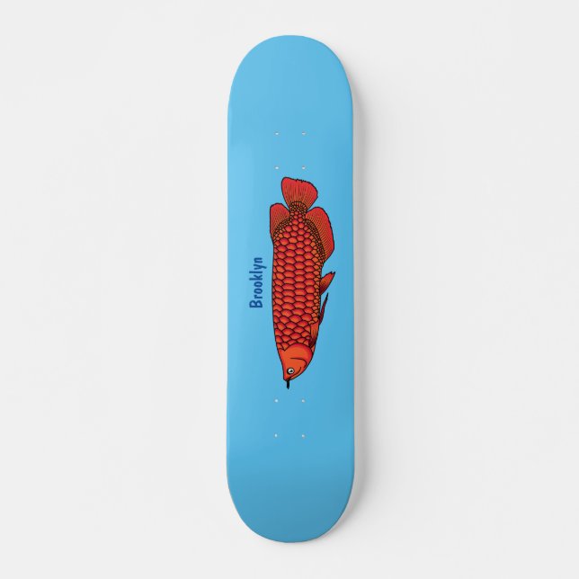 Red Arowana Cartoon Illustration Skateboard (Vorne)