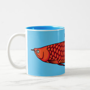 Red Arowana Cartoon Illustration Zweifarbige Tasse