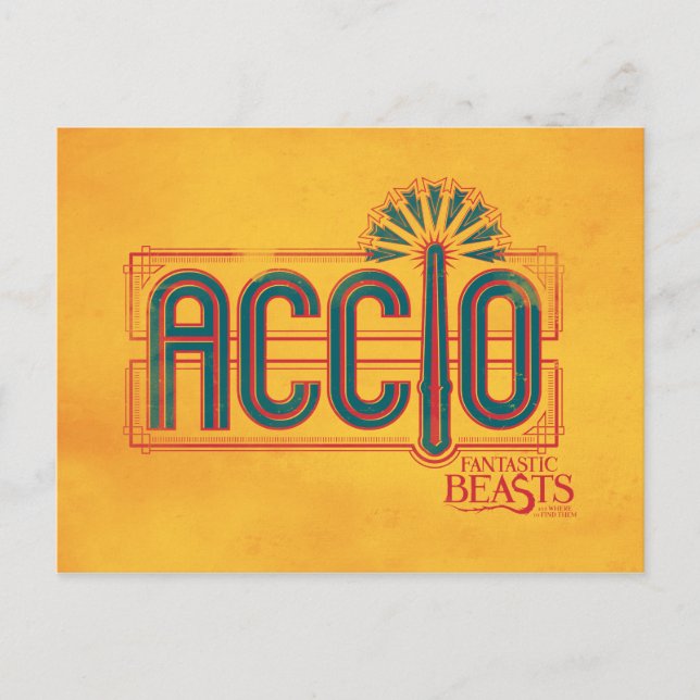 Red Art Deco ACCIO™ Spell Graphic Postkarte (Vorderseite)