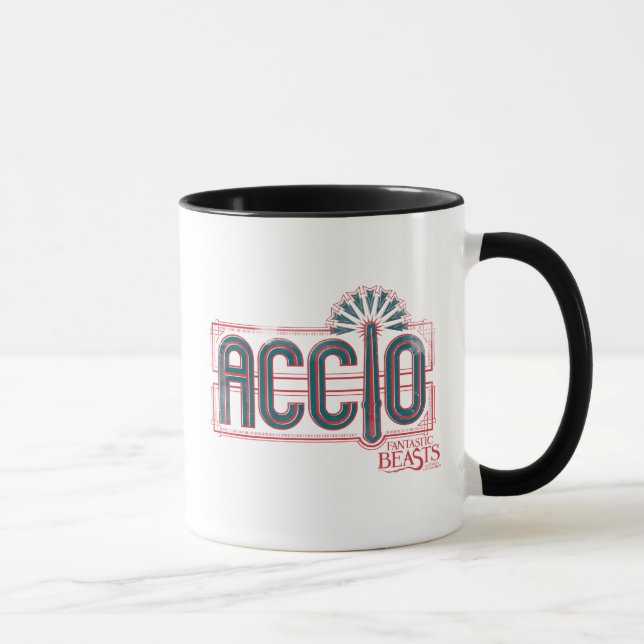 Red Art Deco ACCIO™ Spell Graphic Tasse (Rechts)